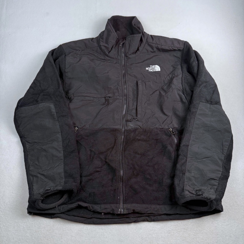 The North Face Denali Fleece Jacket Mens Medium Black Full Zip Mixed Media Coat - Picture 1 of 5